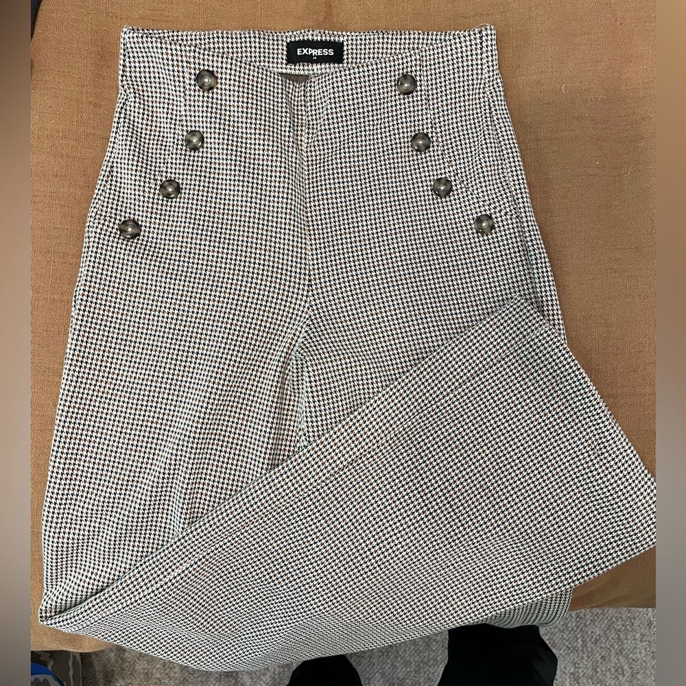 Stretchy high waisted dress pants, wide leg